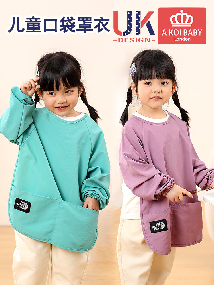 Baby Smock Children's Long-Sleeve Waterproof Apron Infant Feeding Bib Anti-Dirt Protective Clothing Painting Apron Autumn and Winter - image 1