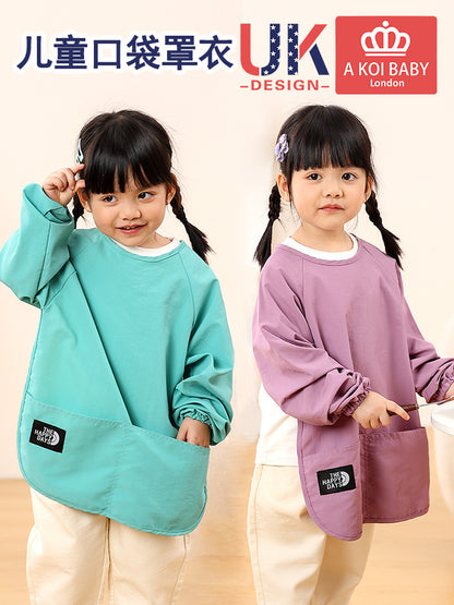 Baby Smock Children's Long-Sleeve Waterproof Apron Infant Feeding Bib Anti-Dirt Protective Clothing Painting Apron Autumn and Winter - image 1