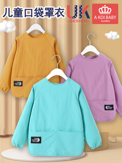 Baby Smock Children's Long-Sleeve Waterproof Apron Infant Feeding Bib Anti-Dirt Protective Clothing Painting Apron Autumn and Winter - image 2