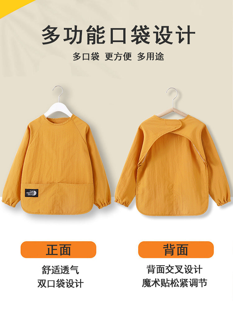Baby Smock Children's Long-Sleeve Waterproof Apron Infant Feeding Bib Anti-Dirt Protective Clothing Painting Apron Autumn and Winter - image 3