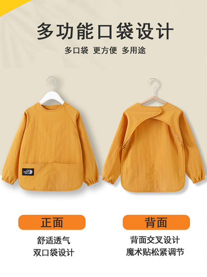 Baby Smock Children's Long-Sleeve Waterproof Apron Infant Feeding Bib Anti-Dirt Protective Clothing Painting Apron Autumn and Winter - image 3