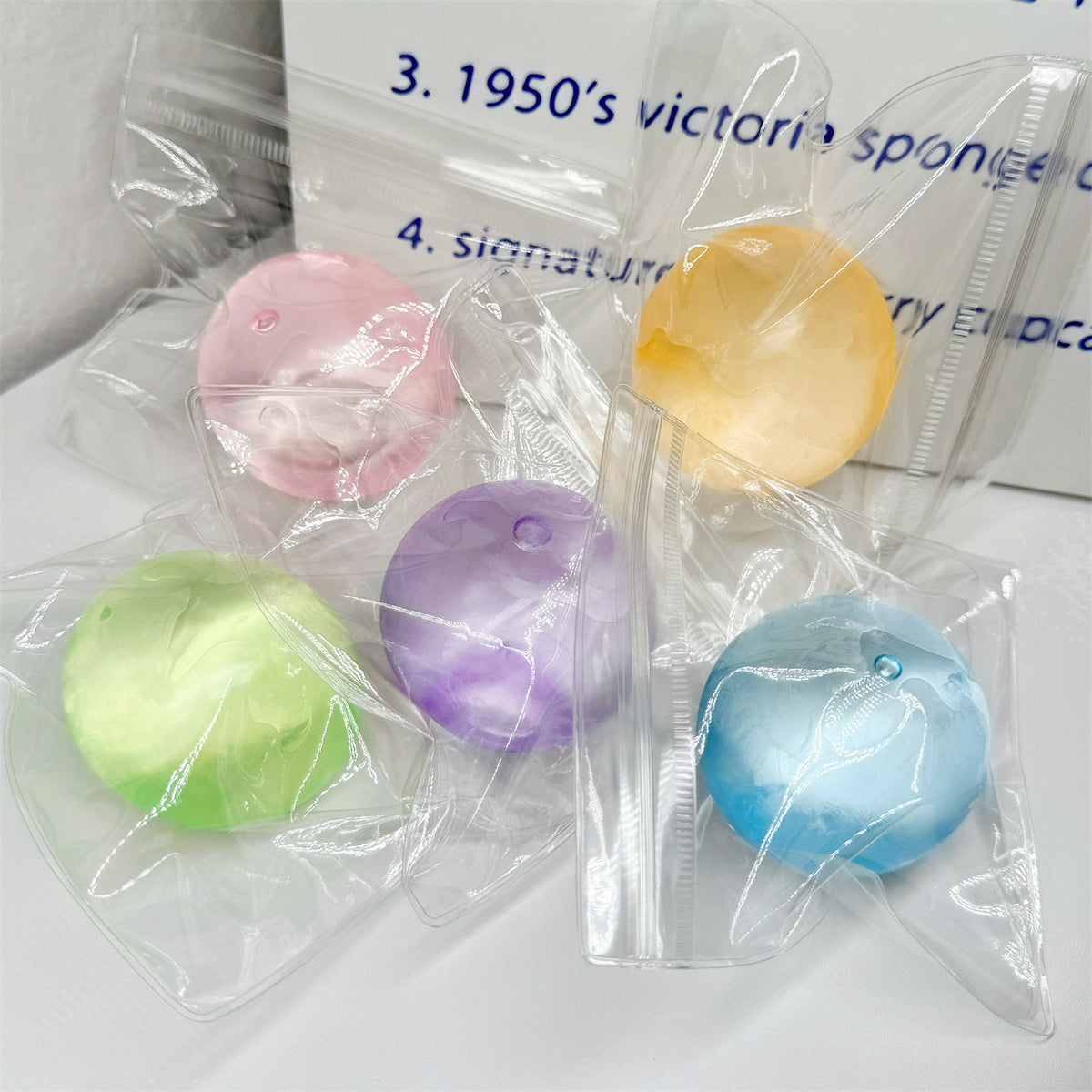 Transparent Handmade Ball in Blue, Pink, Yellow, Green, and Purple, Maltose Squeeze Toy, Slow Rebound Coconut Stress Relief Ball - image 1