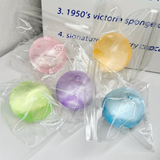 Transparent Handmade Ball in Blue, Pink, Yellow, Green, and Purple, Maltose Squeeze Toy, Slow Rebound Coconut Stress Relief Ball - image 1