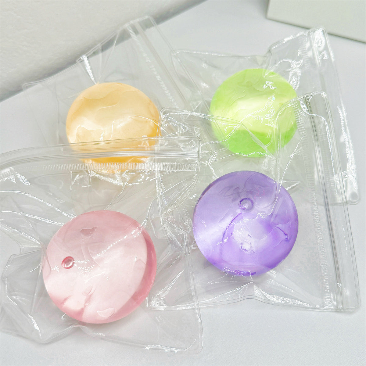 Transparent Handmade Ball in Blue, Pink, Yellow, Green, and Purple, Maltose Squeeze Toy, Slow Rebound Coconut Stress Relief Ball - image 2