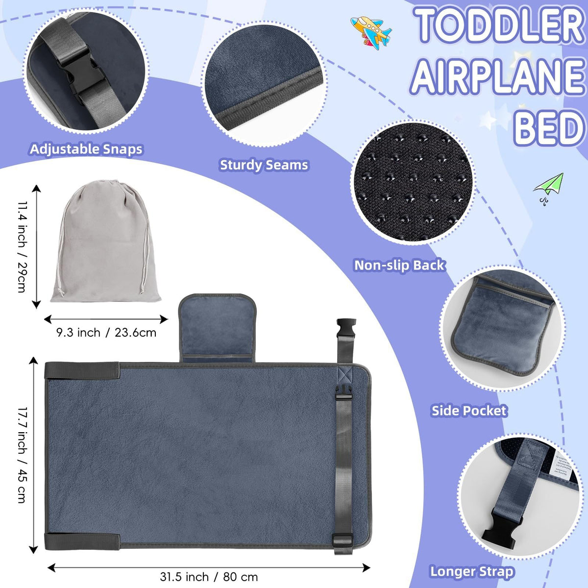 Amazon Baby Airplane Hammock Portable Children's Travel Bed Airplane Seat Extender Hanging Footrest - image 4