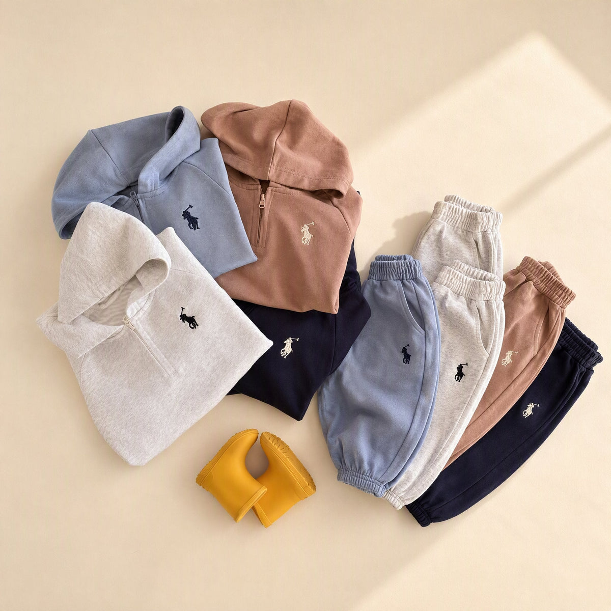 Children's two-piece set with a hooded long-sleeve sweatshirt and pants