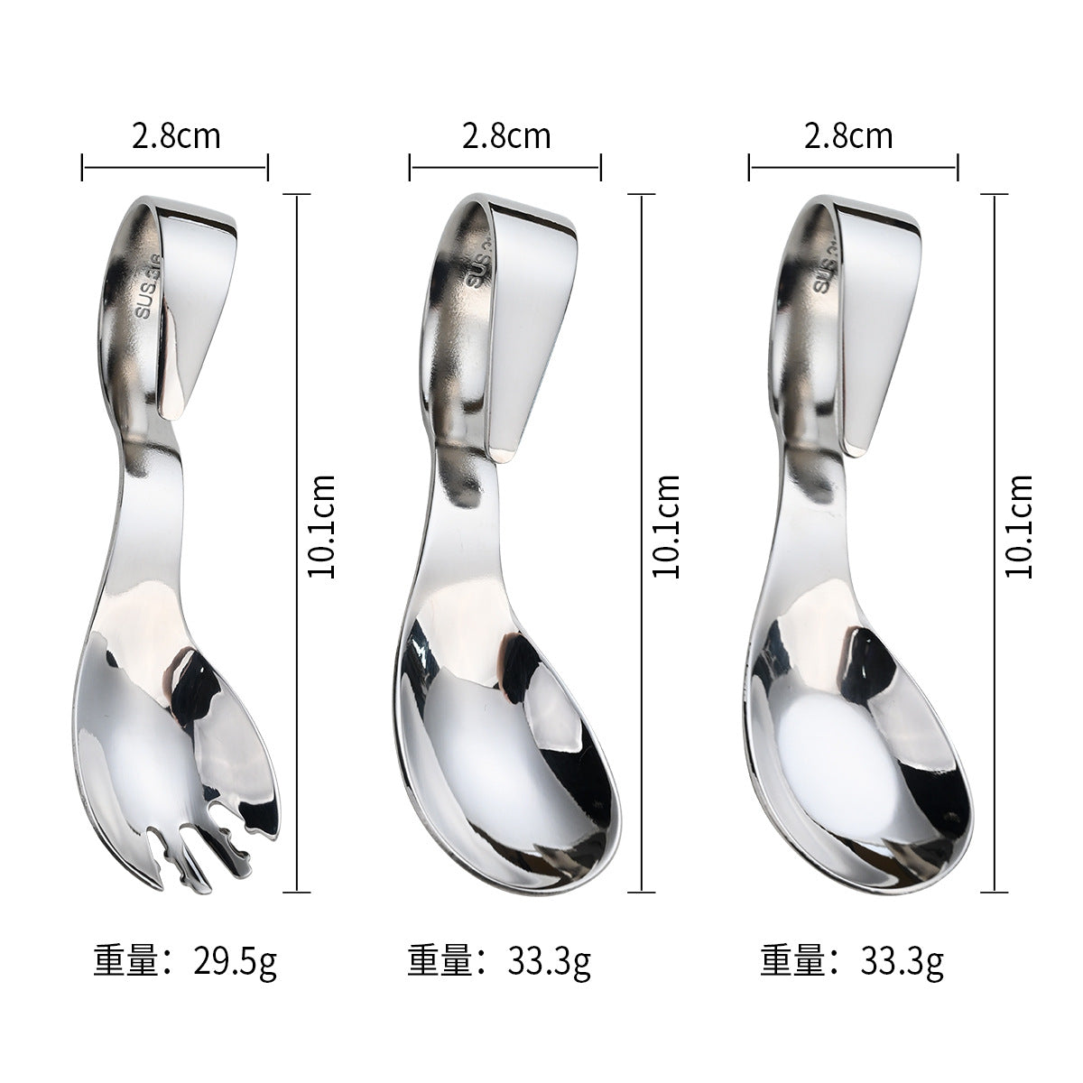 316 Stainless Steel Baby Training Spoon with Short Handle and Curved Tip, Easy-To-Grip Training Spoon and Fork Set for Infants, Ring-Handle Complementary Feedin - image 5
