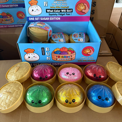 Cross-Border Popular Item: Glitter Powder Colorful Bun Stress Relief Toy, Shiny Squeeze Toy Bun for Stress Relief - image 2