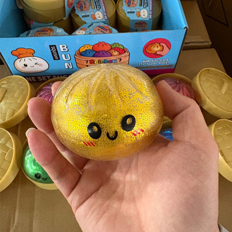 Cross-Border Popular Item: Glitter Powder Colorful Bun Stress Relief Toy, Shiny Squeeze Toy Bun for Stress Relief - image 5