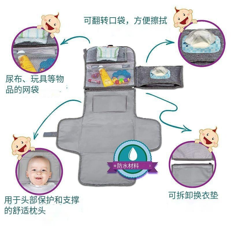 Baby diaper changing pad, foldable waterproof diaper table, portable diaper changing pad for strollers, hanging diaper pad bag - image 4