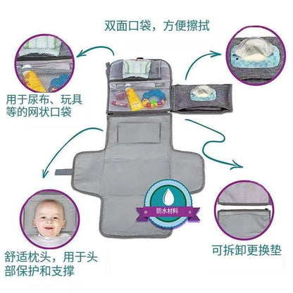 Cross-border best-selling portable diaper changing pad, waterproof, foldable, hanging stroller urine-proof pad with storage bag, wholesale - image 2