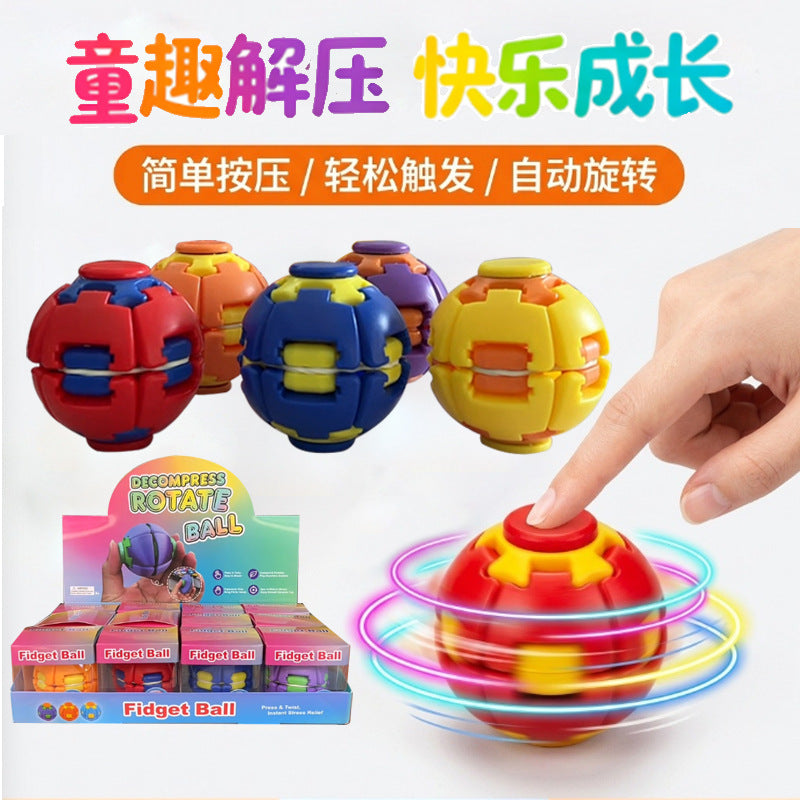 Hot-selling new product: press-and-rotate ball stress-relief fidget spinner, press-and-rotate spinner with dazzling lights, transformable stress-relief toy - image 1