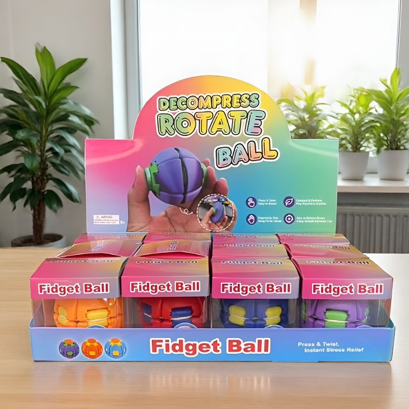 Hot-selling new product: press-and-rotate ball stress-relief fidget spinner, press-and-rotate spinner with dazzling lights, transformable stress-relief toy - image 2