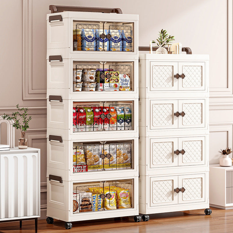 No-installation storage cabinet, shelf cabinet, household plastic folding children's wardrobe, snack toy clothing storage cabinet - image 1