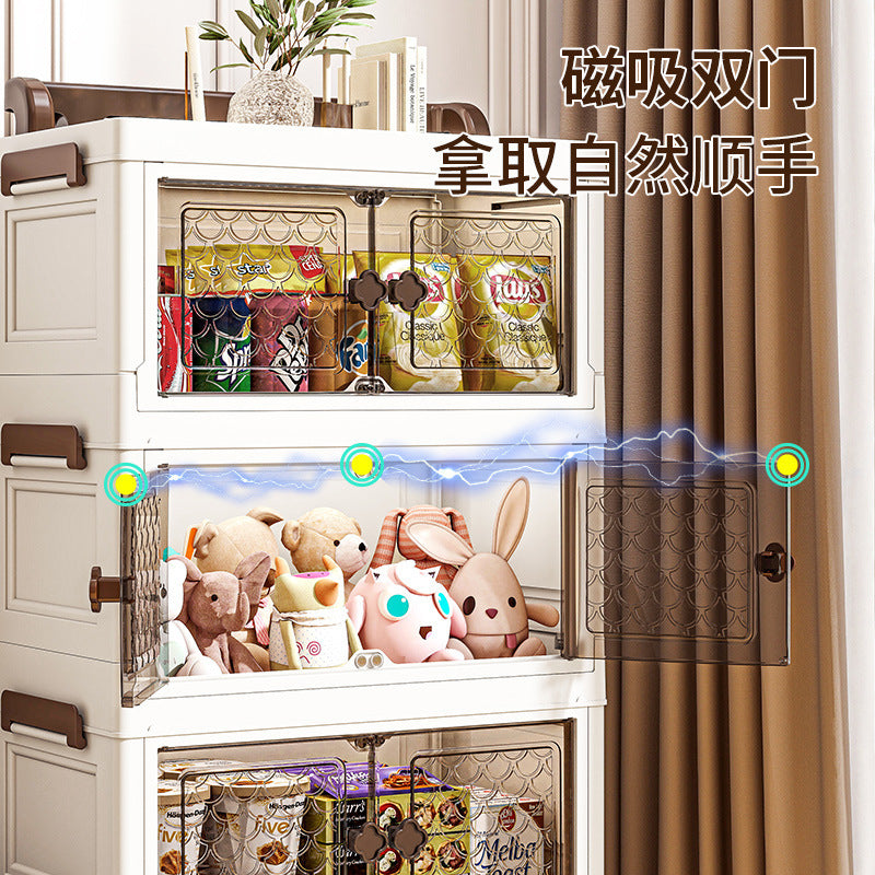 No-installation storage cabinet, shelf cabinet, household plastic folding children's wardrobe, snack toy clothing storage cabinet - image 2