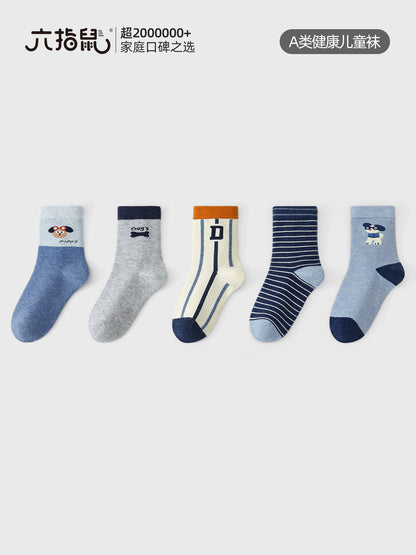 Six-Finger Mouse boys' baby children's socks for boys, autumn and winter, for older children and students, sports spring and autumn mid-tube cotton socks - image 1