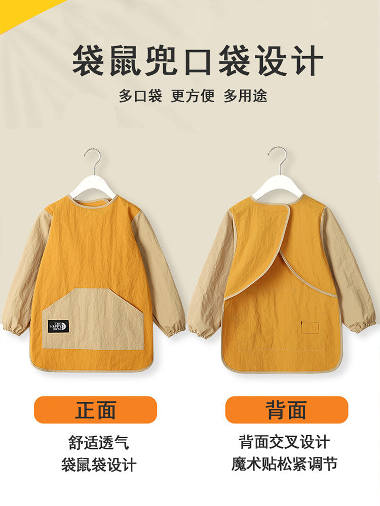 Baby long-sleeve waterproof smock, children's feeding bib, anti-dirt protective clothing, painting apron, can be printed with logo - image 2