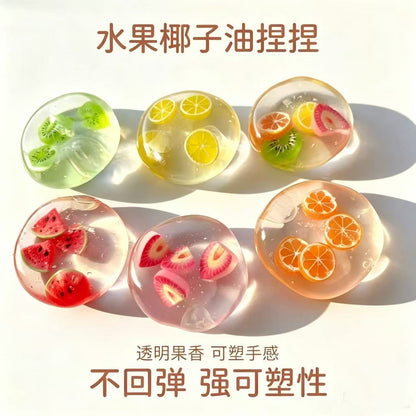 Popular fruit coconut ball stress-relief toy, translucent and moldable, non-rebound, with a good feel and fun to squeeze - image 1