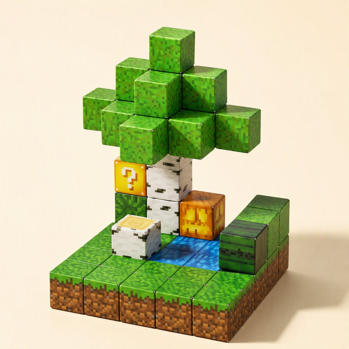 Magnetic plastic building blocks for free assembly