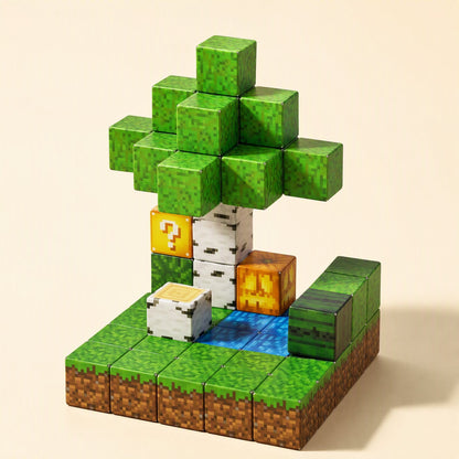 Magnetic plastic building blocks for free assembly