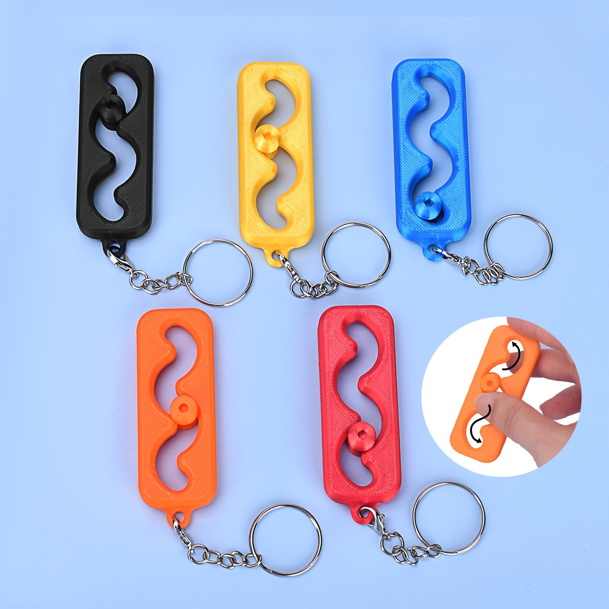 New 3D Printed Fingertip Stress Relief Toy for Cross-Border Trade, Creative and Fun Curved Slider Stress Relief Gadget Keychain - image 1
