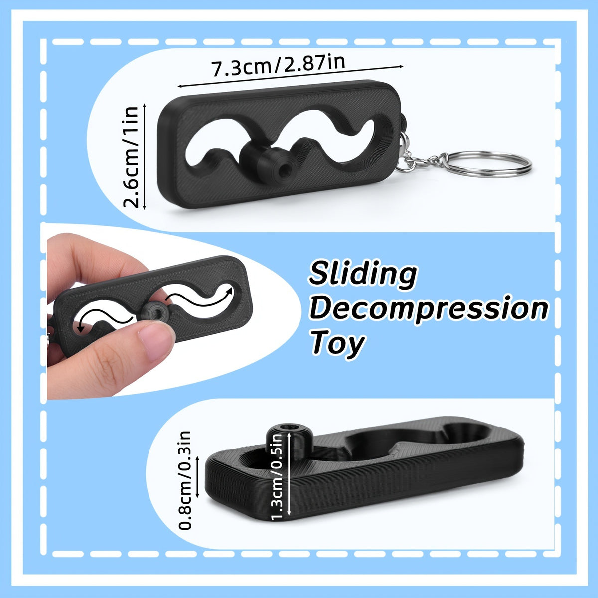 New 3D Printed Fingertip Stress Relief Toy for Cross-Border Trade, Creative and Fun Curved Slider Stress Relief Gadget Keychain - image 2