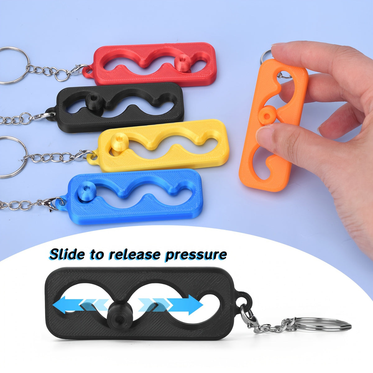 New 3D Printed Fingertip Stress Relief Toy for Cross-Border Trade, Creative and Fun Curved Slider Stress Relief Gadget Keychain - image 3