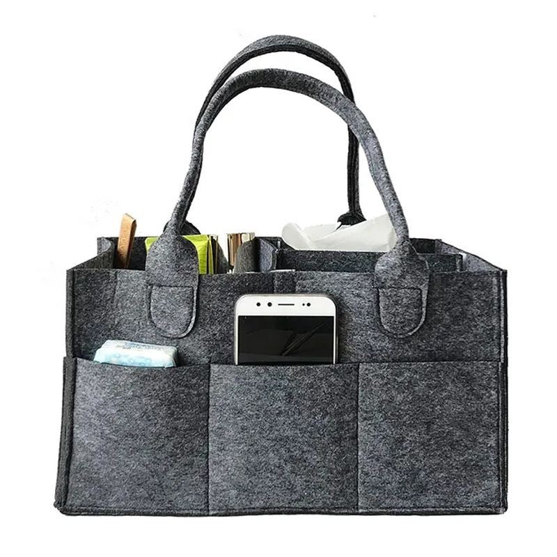 New felt compartmentalized large-capacity diaper storage bag for baby stroller, bedside hanging bag, portable mommy bag - image 4