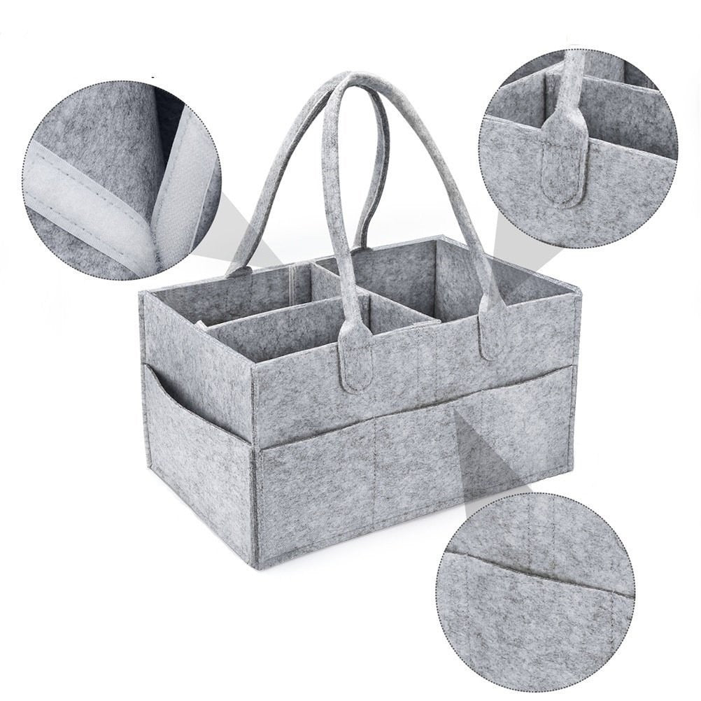 New felt compartmentalized large-capacity diaper storage bag for baby stroller, bedside hanging bag, portable mommy bag - image 5
