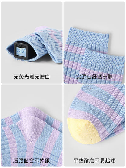 2033 Children's Socks Wholesale Autumn and Winter Jumping Candy Baby Striped Cartoon Elastic Breathable Sports Socks Double Needle Socks - image 5