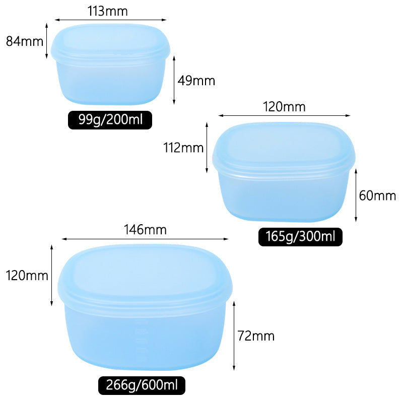Macaron-colored silicone lunch box three-piece set, refrigerator food storage box, LFGB-certified silicone baby food preservation box - image 5