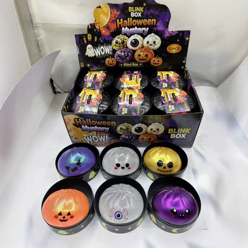 Cross-border Halloween pumpkin and skull squishy toy, stress-relief with steamer, stress-relief toy, manufacturer's stock for wholesale - image 1