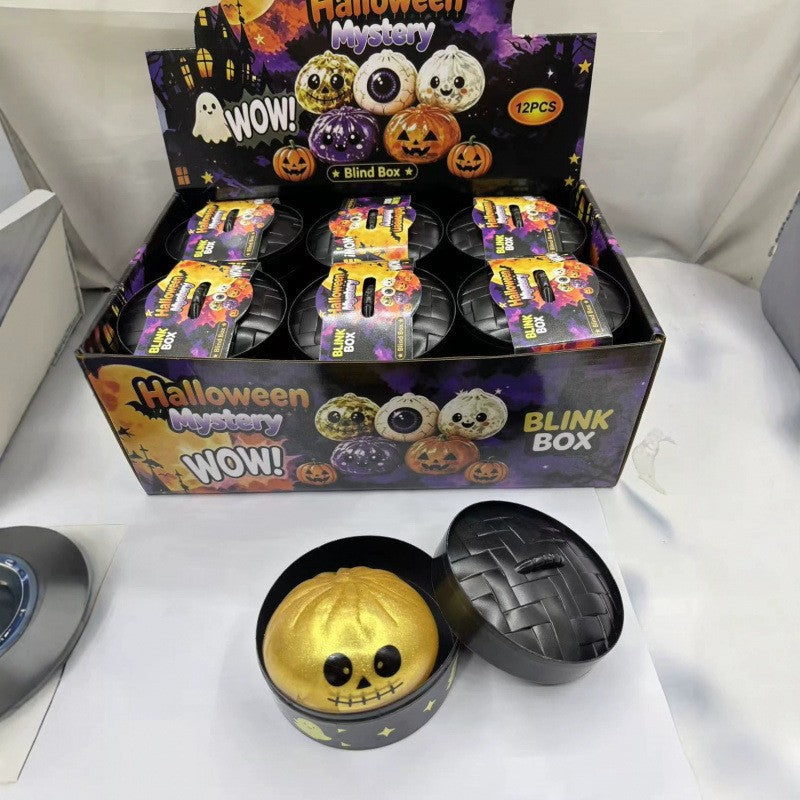 Cross-border Halloween pumpkin and skull squishy toy, stress-relief with steamer, stress-relief toy, manufacturer's stock for wholesale - image 3