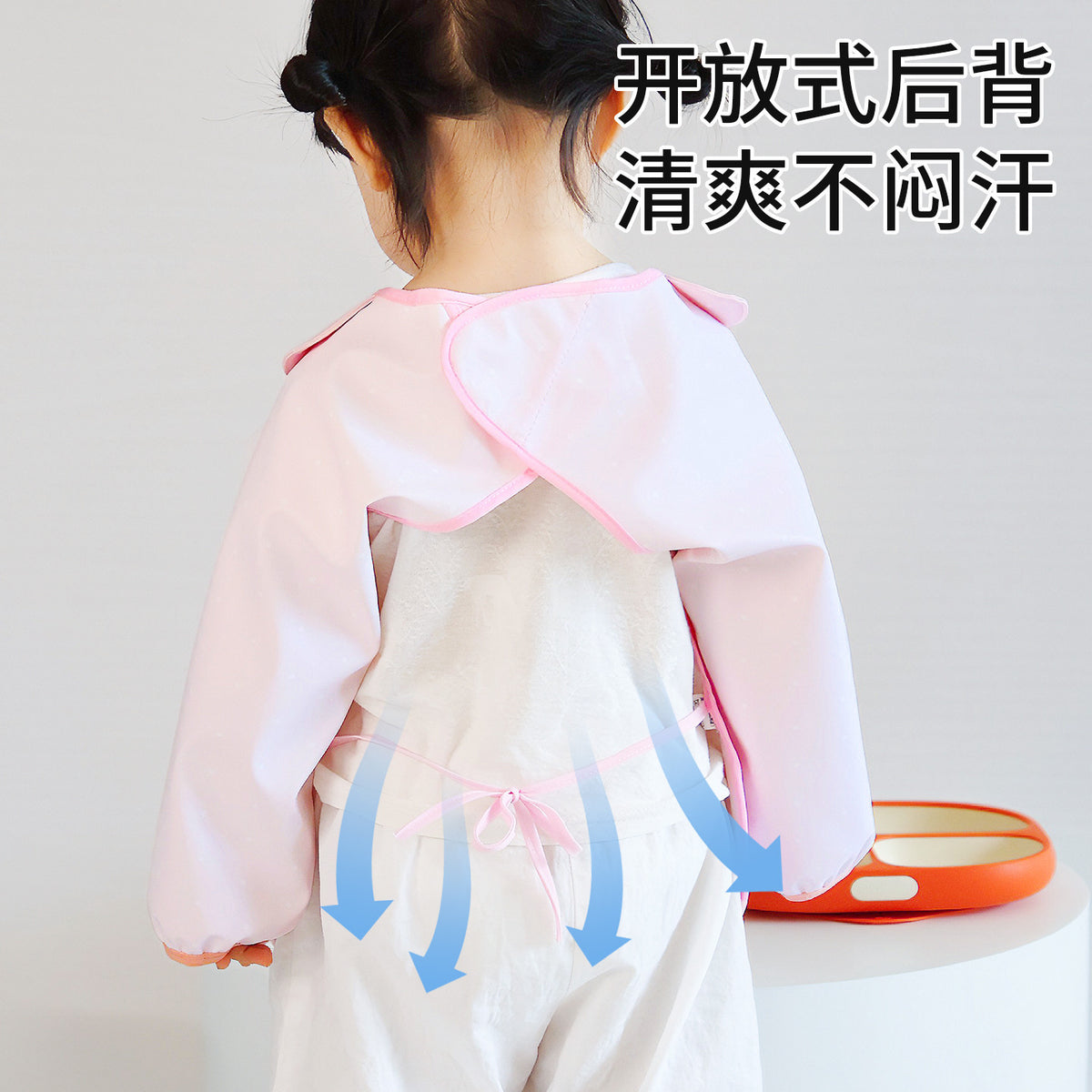 Baby apron PU waterproof reverse-wear long-sleeve bib with Velcro, infant food bib to prevent dirt, kindergarten apron - image 2