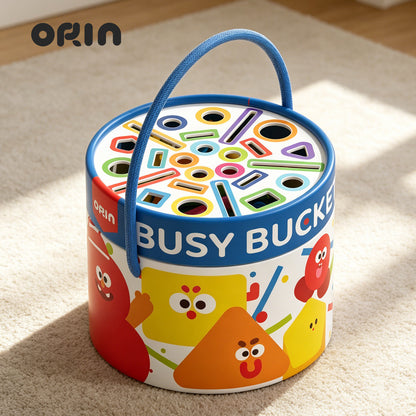 Children's educational building block bucket, colorful shape matching toy, early education enlightenment busy bucket for 1-3 year old toddlers - image 3