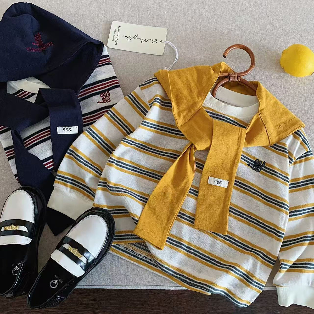 Children's Long-Sleeve T-Shirt 2026 Autumn New Korean Style Striped Round-Neck Top for Boys Fashionable Faux Two-Piece Shawl T-Shirt - image 1