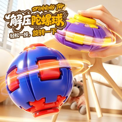 Colorful stress-relief ball, press-and-rotate fidget spinner, portable office boredom-relief and stress-relief toy, large size 6CM, cross-border - image 1