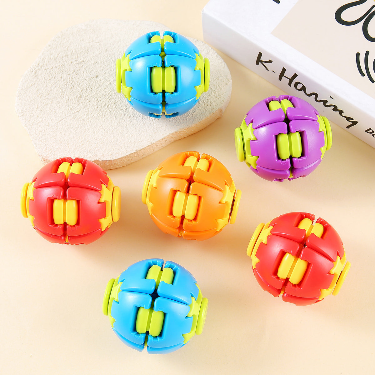 Creative Colorful Press-Deformable Rotating Stress-Relief Ball Children's Educational Fingertip Spinning Gyro Boredom-Relief Toy Ball Gift - image 1