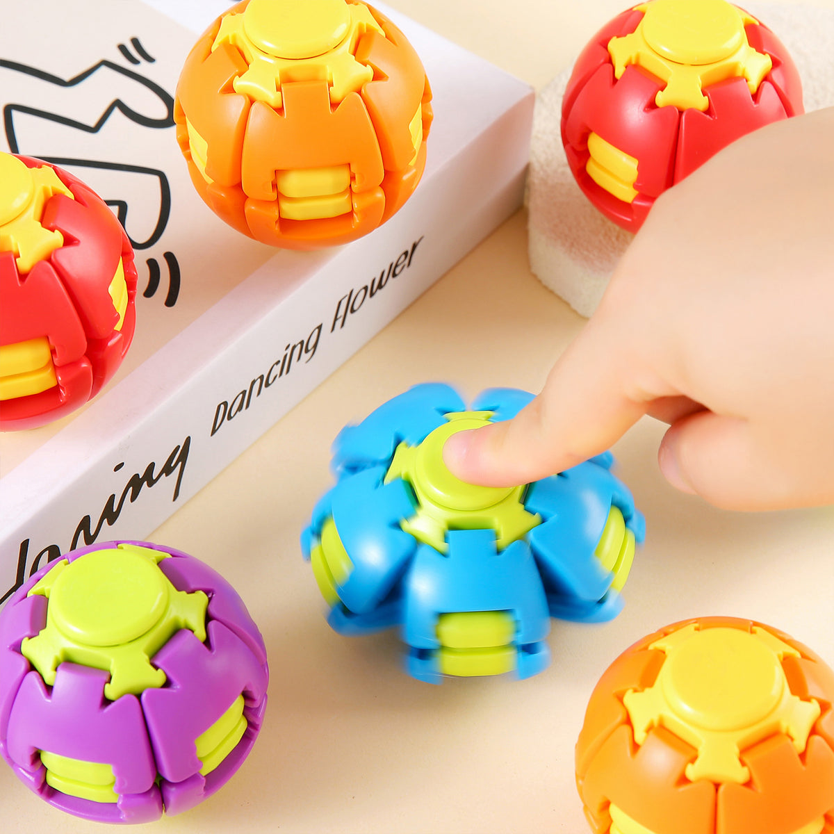 Creative Colorful Press-Deformable Rotating Stress-Relief Ball Children's Educational Fingertip Spinning Gyro Boredom-Relief Toy Ball Gift - image 3