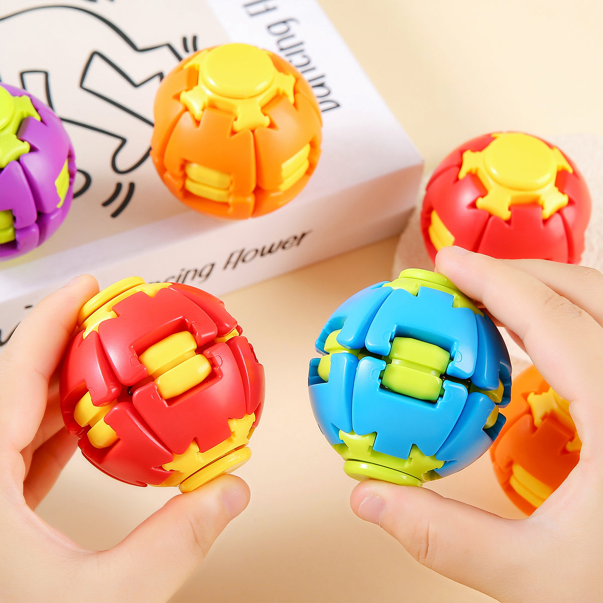 Creative Colorful Press-Deformable Rotating Stress-Relief Ball Children's Educational Fingertip Spinning Gyro Boredom-Relief Toy Ball Gift - image 4