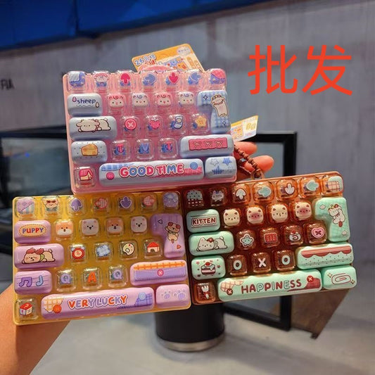 New popular item: Mood-relieving cartoon 26-key mechanical keyboard, children's toy, backpack pendant, birthday keychain - image 1