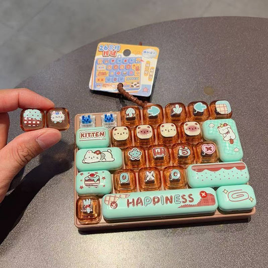 New popular item: Mood-relieving cartoon 26-key mechanical keyboard, children's toy, backpack pendant, birthday keychain - image 2