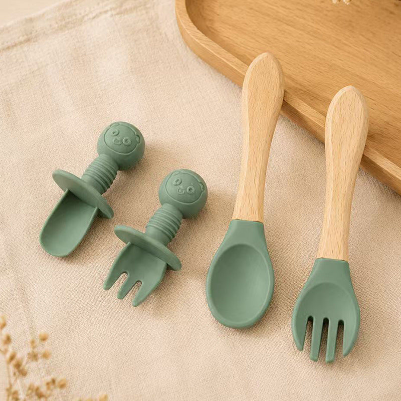 Cross-border children's tableware silicone plate children's supplies silicone bib food bowl spoon nine-piece feeding utensil set - image 4
