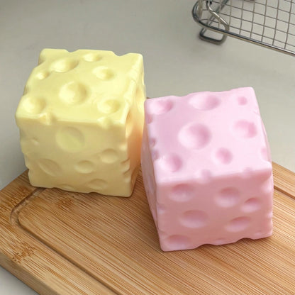 Crunchy Square Cheese Squishy Toy, Sound-Activated Squeaky Stress Relief Ball, Noisy Ball for Stress Reduction and Venting - image 4