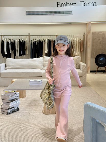Aimo Beibei parent-child adult and children's high-quality thermal wool blend sweatshirt and flared pants sports casual set - image 4