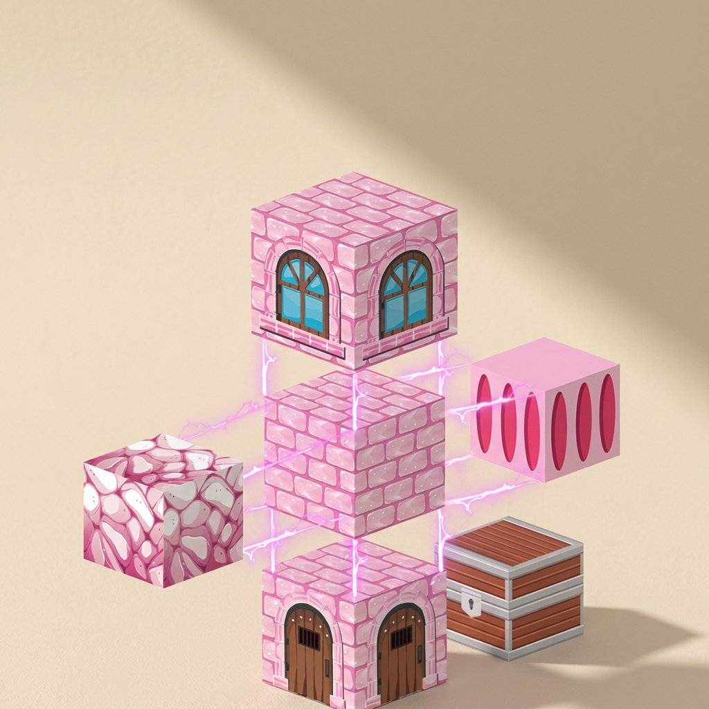 Pink castle themed ABS plastic magnetic building blocks - view 3
