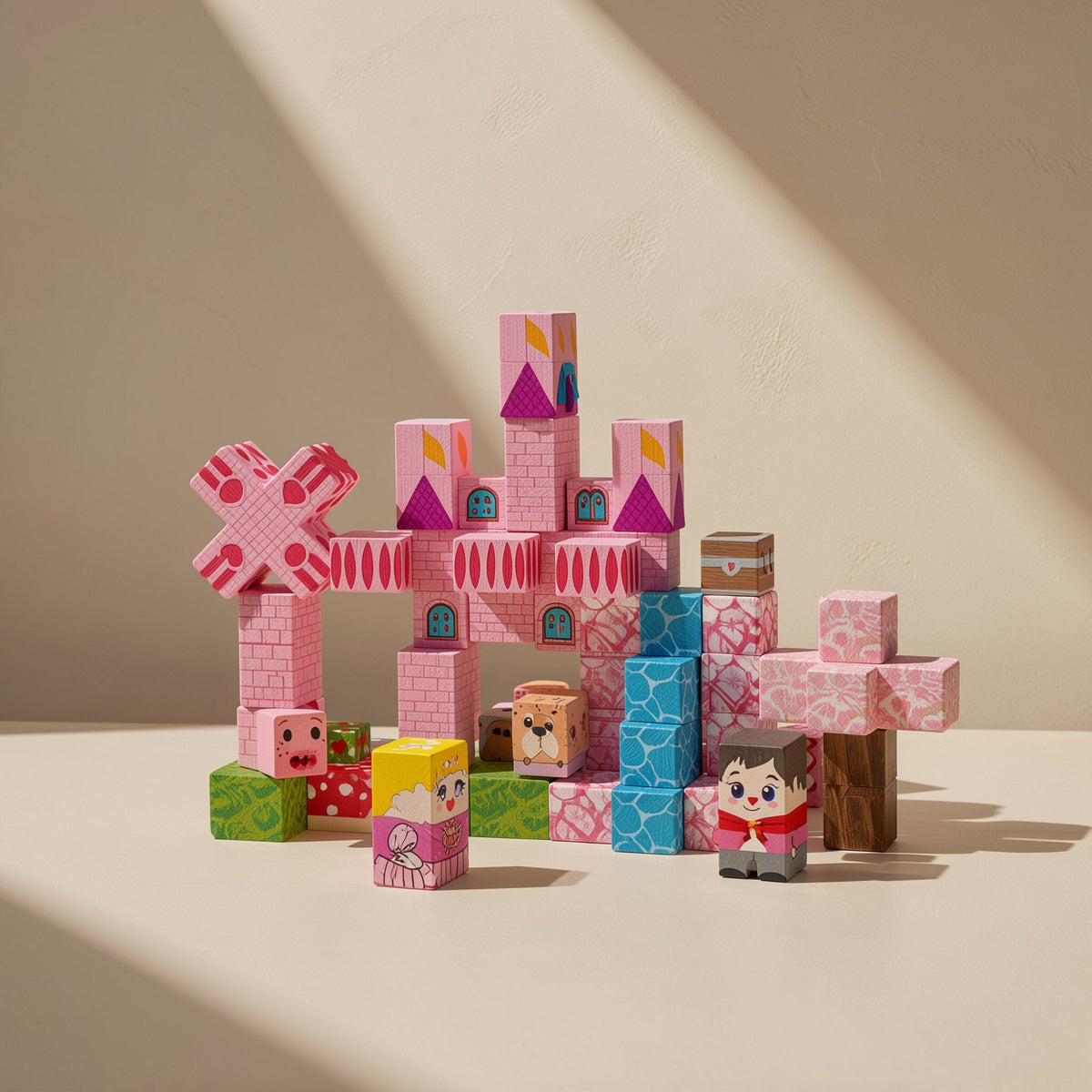 Pink castle themed ABS plastic magnetic building blocks - view 4