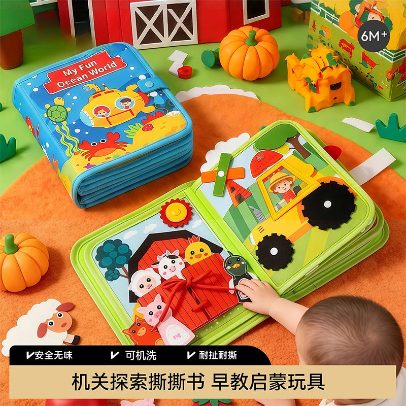 Tear-resistant baby toy, chewable and unbreakable, Montessori early education activity book for babies, washable children's cloth book - image 1
