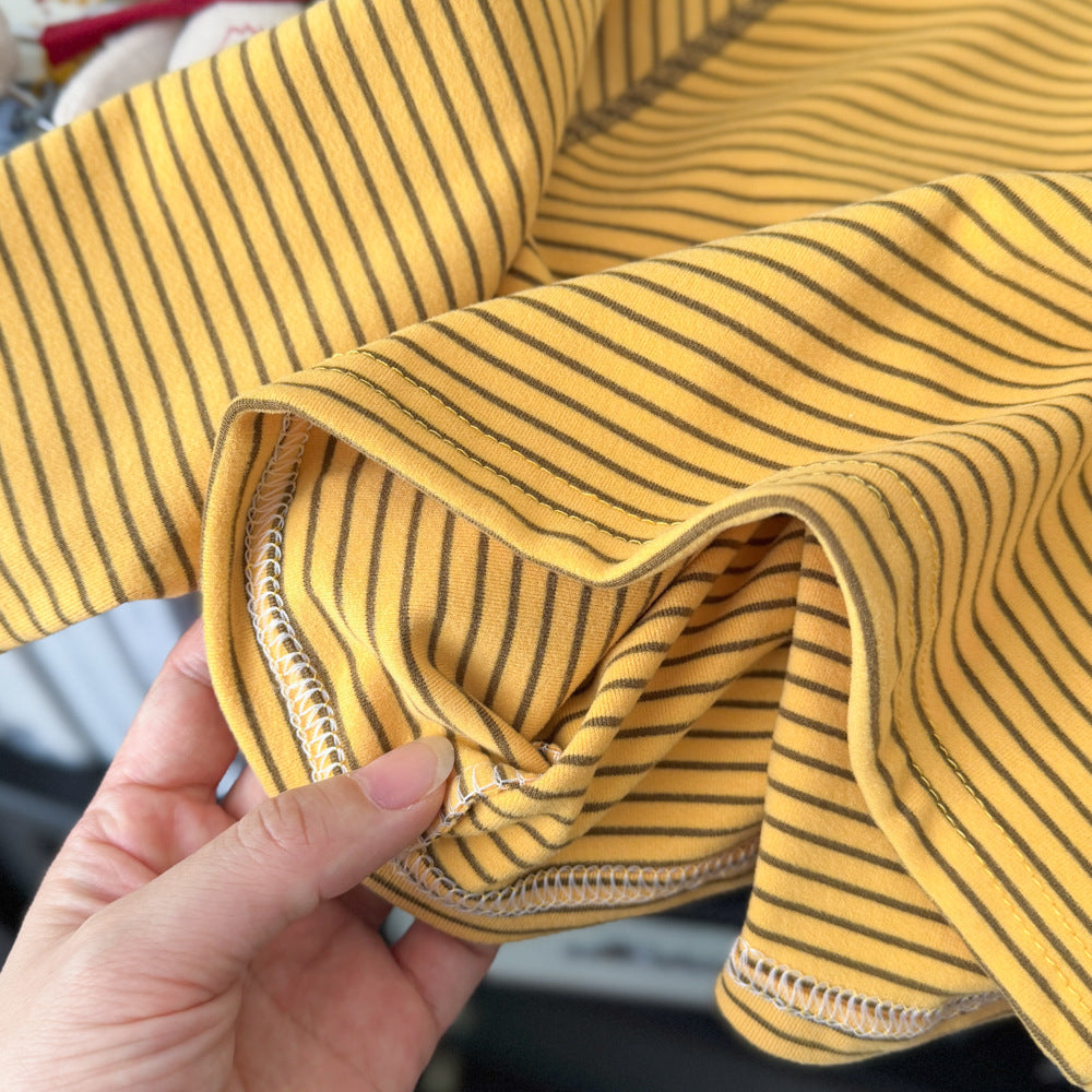 Children's Autumn Hooded Base Shirt for Boys and Girls, Class A Korean Style Striped Drop-Shoulder Casual Hooded T-Shirt, Trendy - image 3
