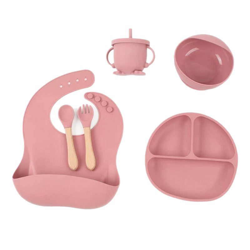 Amazon children's tableware silicone plate six-piece set baby tableware food bowl infant silicone bowl food spoon - image 5